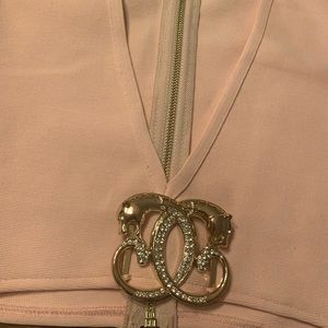 Y2k 💕Barbie pink crop top with vintage gold rhinestone decoration